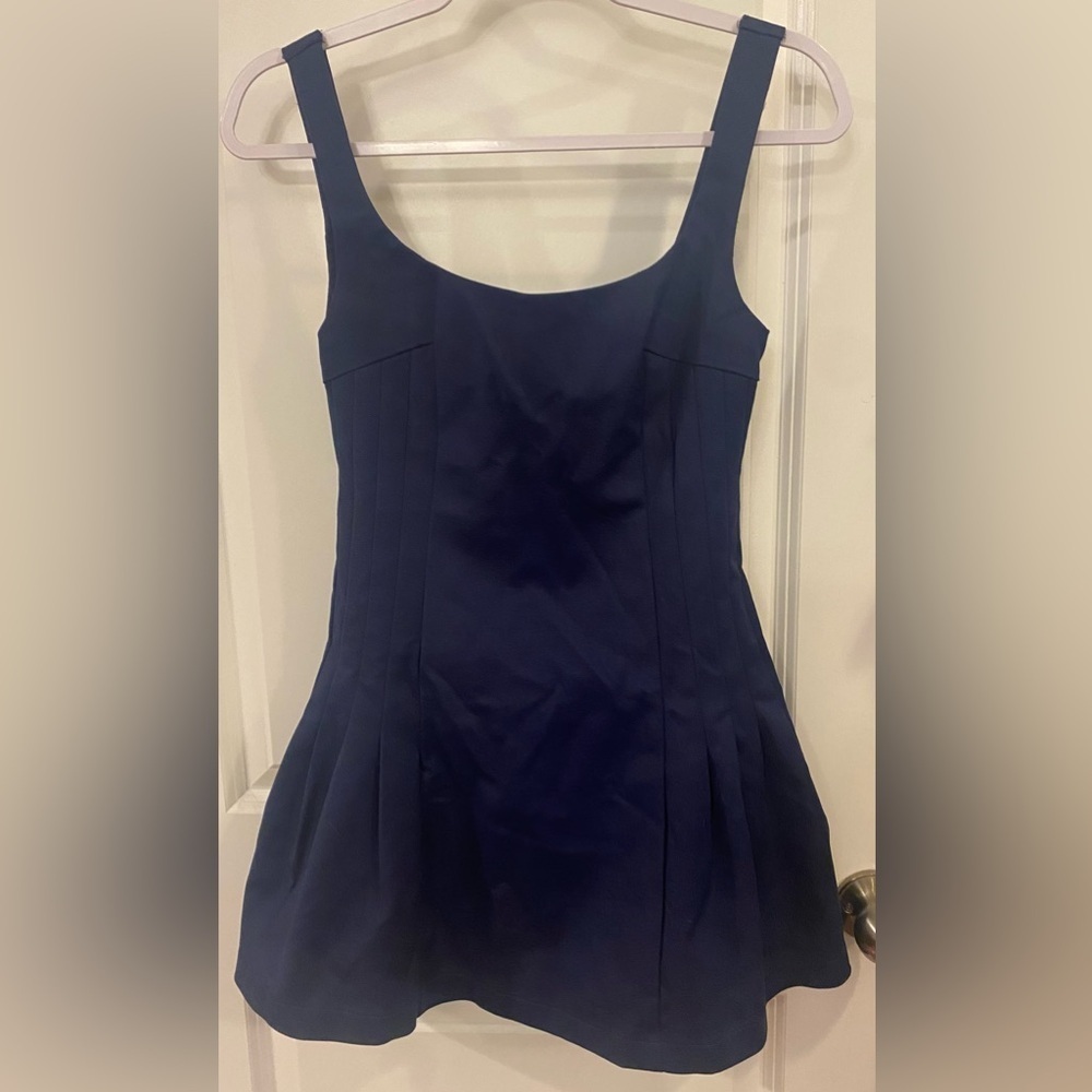 Olivaceous Dress NWT Tank Sz S Navy Blue Zip Back Pleated Lined